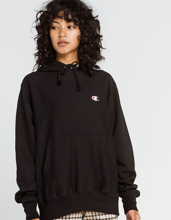 champion reverse weave black womens hoodie